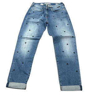 Mavi‎ Womens Size 27 Ada Mid Rise Blue Denim Boyfriend Jeans Star Pattern NWT